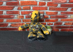 Talking, Patch Work Memory Teddy Bear with Personalized Voice (Mike)